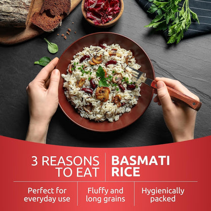 Authentic Extra Long Basmati Rice - 2Lb Resealable Zipper Bag | Non-Gmo, Gluten-Free, Kosher & Cholesterol-Free | Aromatic & Flavorful Grain from India
