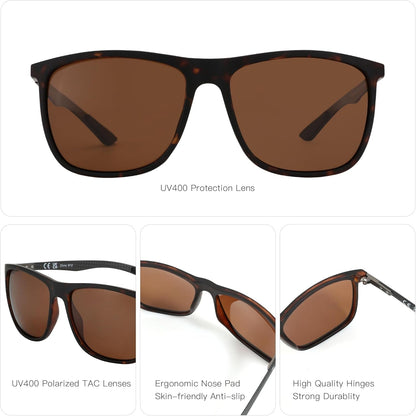 Square Polarized Sunglasses for Men Ultralight Carbon Fiber Sun Glasses Driving Fishing Golf Sports UV400 Protection