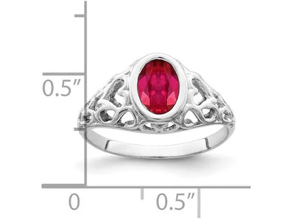 1.10 Carat (ctw) Oval-Cut Ruby Ring in 14K White Gold