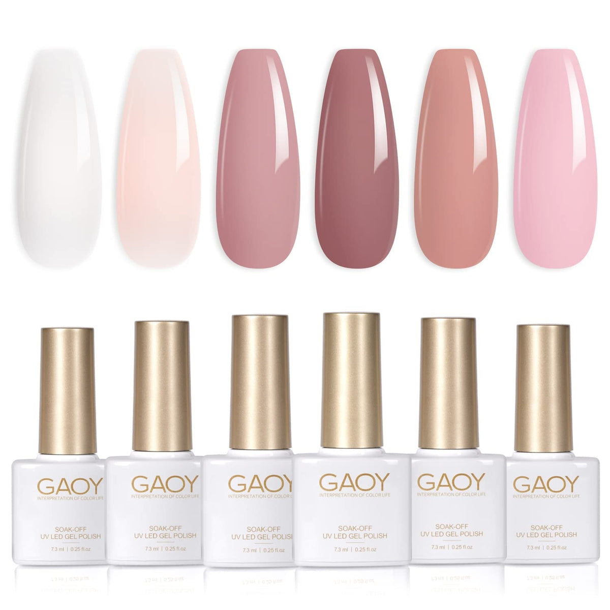 Jelly Milky White Gel Nail Polish Set, 6 Translucent Sheer Maroon UV Colors for Art Home DIY Manicure Kit