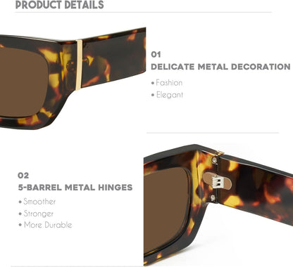 Retro Cat Eye Rectangle Polarized Sunglasses for Women Chunky Style MS52370