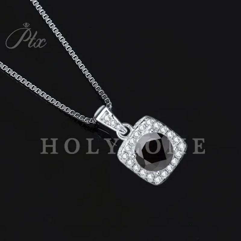 HOLYCOME 100% Real Moissanite Flower Necklace 14K Gold Plated Sterling Silver Necklace for Women VVS Diamond Square Necklace Pendant Jewelry