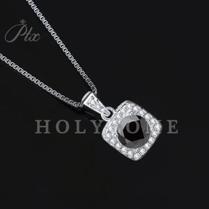 HOLYCOME 100% Real Moissanite Flower Necklace 14K Gold Plated Sterling Silver Necklace for Women VVS Diamond Square Necklace Pendant Jewelry