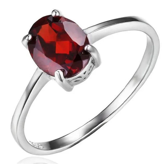 Majesty Diamonds MDS170212 1.66 CT Oval Red Garnet Cocktail Ring in .925 Sterling Silver - Size 7