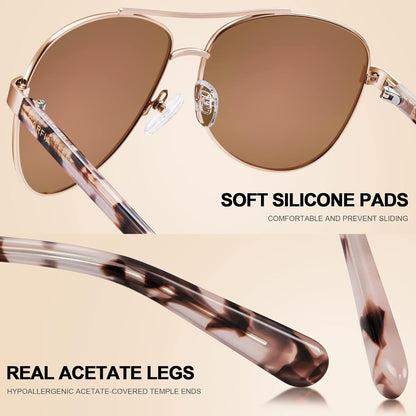Polarized Sunglasses for Women UV Protection Ultra-Lightweight Metal Frame Woman's Shades CA3216