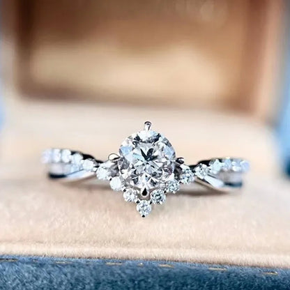 Luxury Bride Jewelry Trendy 925 Sterling Silver Criss Cross Ring White Sapphire Eternity Diamond Engagement Rings for Women Wedding Accessories Anniversary Party Gift