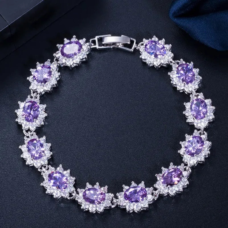 CANDICE 2023 New Fashion Women Silver Jewelry With Multicolor Crystal and CZ Bracelets Bangles 18cm