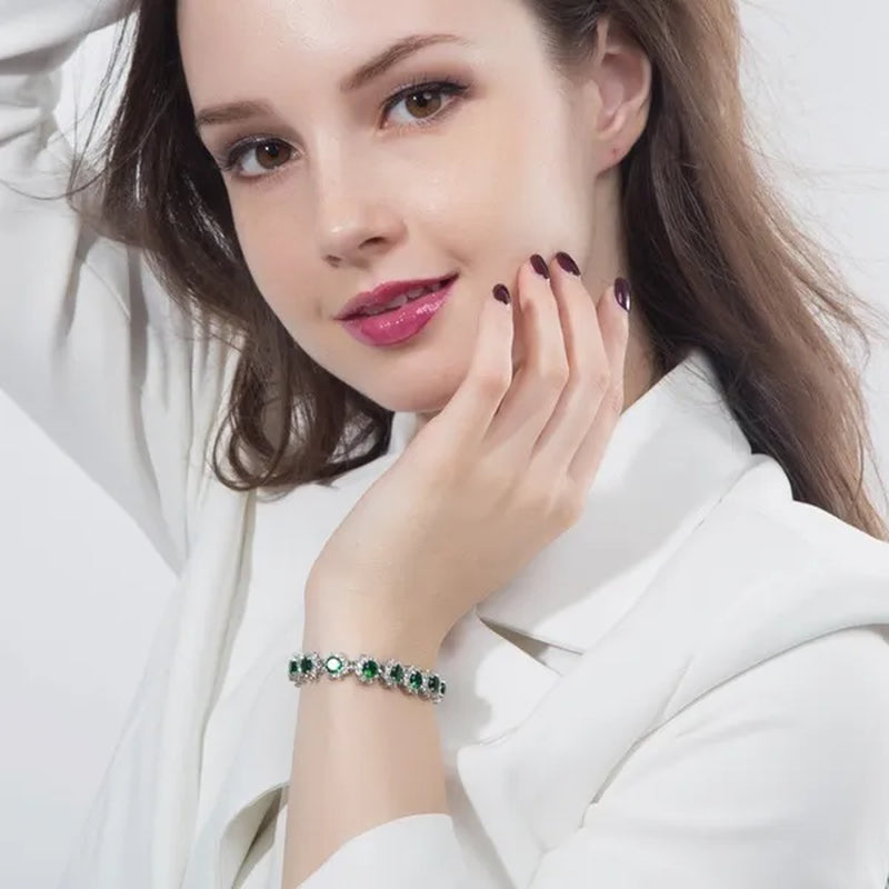 CANDICE 2023 New Fashion Women Silver Jewelry With Multicolor Crystal and CZ Bracelets Bangles 18cm