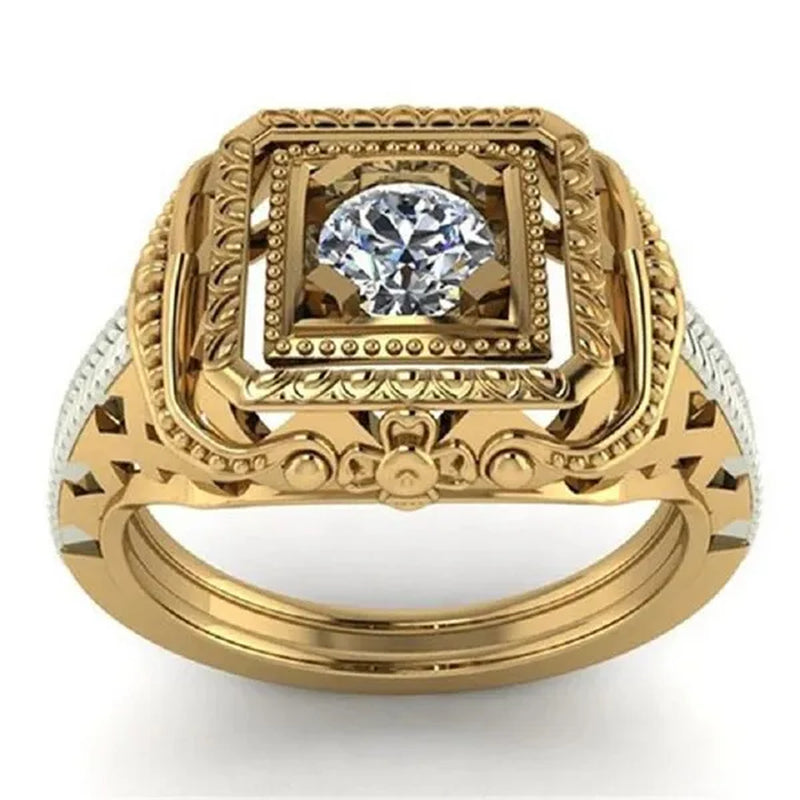New Fashion Domineering Men's 18K Gold Ring Natural Sapphire Men's Diamond Ring Hand-carved Gold Skull Sea Monster Male Ring Men's Birthday Gift Party Jewelry Size 5-14