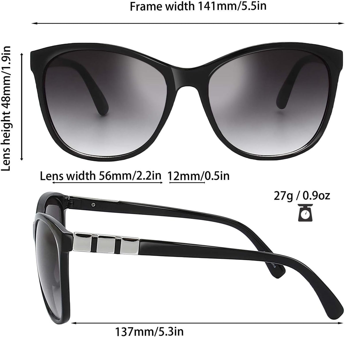 Women's Oversized Square Jackie O Cat Eye Hybrid Butterfly Fashion Sunglasses - Exquisite Packaging