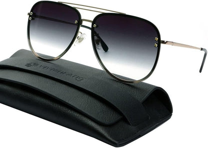 Premium Rimless Oversized Aviator Sunglasses for Women, Polarized PC Lens UV Protection Women’s Shade VF2203