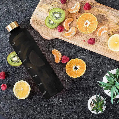Water Bottle with Time Marker, 32oz Motivational Water Bottle, Reusable Spill-Proof Frosted Plastic Water Bottle for Gym, Sports, Travel, Fitness, School and Work