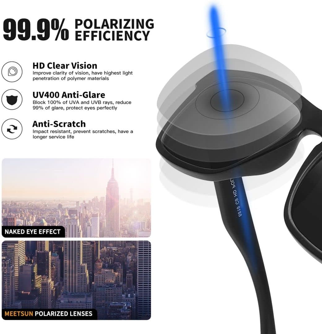 Polarized Sunglasses for Men Women UV Protection Square Frame Sport Fishing Driving Sunglasses