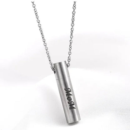 Mom Dad Stainless Steel Urn Necklaces for Women Men Cremation Pendant Necklace for Memorial Ashes Jewelry Silver