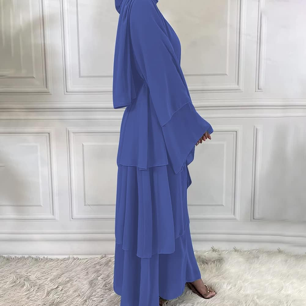 Abayas for Women Muslim Dubai Dress Solid Loose Fit Long Cardigan Islamic Kaftan Robe Open Front Maxi Length