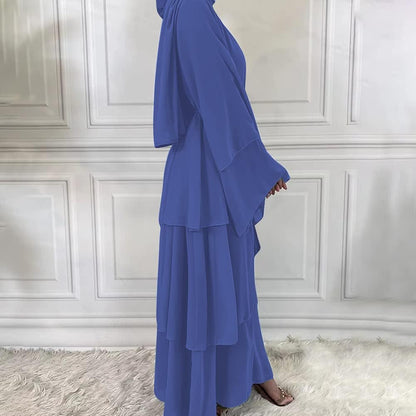 Muslim Abaya Dress for Women - Long Sleeve Islamic Dubai Abaya Cardigan Robe - Middle East Prayer Dress with Hijab
