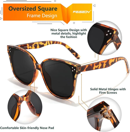 Retro Square Polarized Sunglasses Women Men Vintage Minimalist Shades B2600