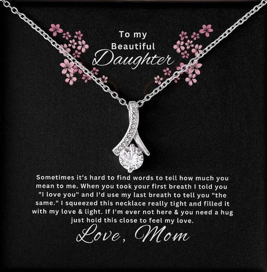 Beautiful Necklace to My Daughter Daughter Jewelry From Mom,S925 Sterling Silver Cubic Zirconia Alluring Necklace