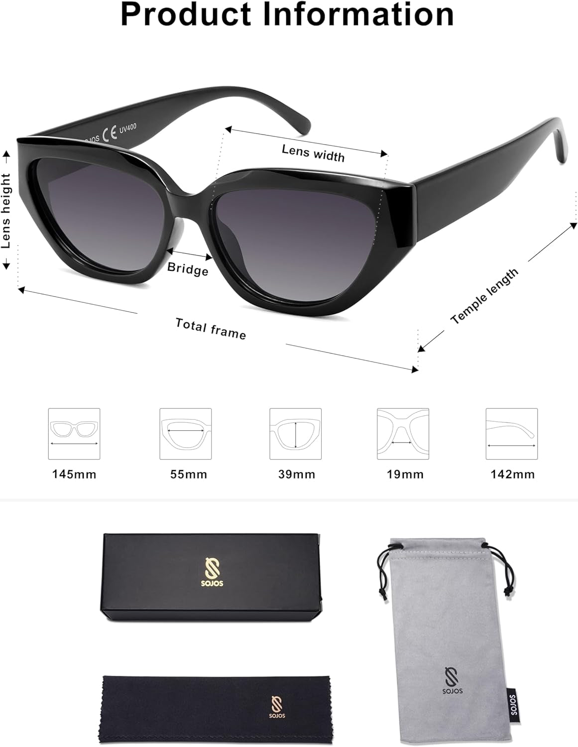 Trendy Cute Cat Eye Polarized Sunglasses for Women Fashion Cateye Womens Sunnies SJ2237
