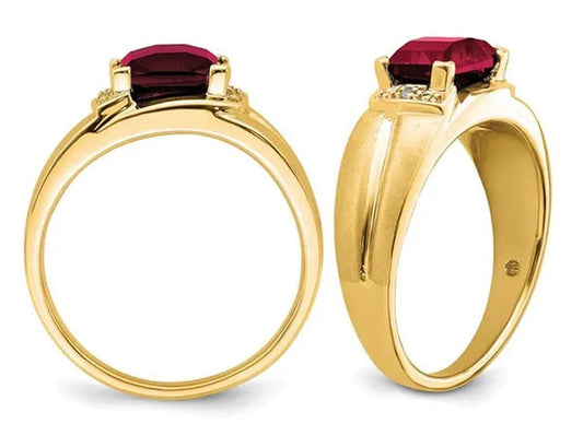 Mens 1.60 Carat (ctw) Lab Created Ruby Ring in 14K Yellow Gold