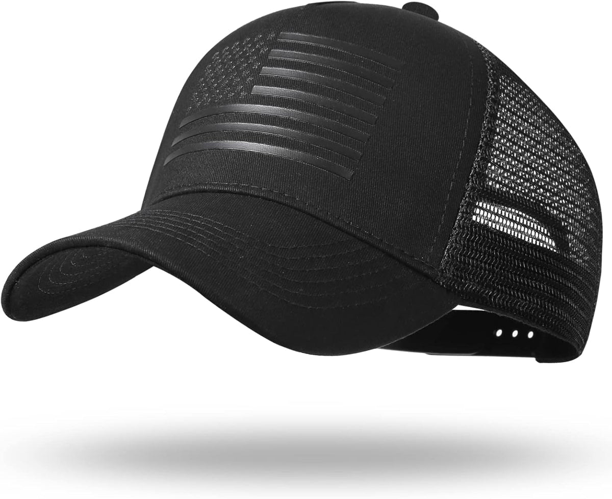 American Flag Trucker Hat - Snapback Hat, Baseball Cap for Men Women - Breathable Mesh Side, Adjustable Fit - for Casual Wear