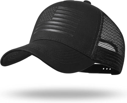 American Flag Trucker Hat - Snapback Hat, Baseball Cap for Men Women - Breathable Mesh Side, Adjustable Fit - for Casual Wear