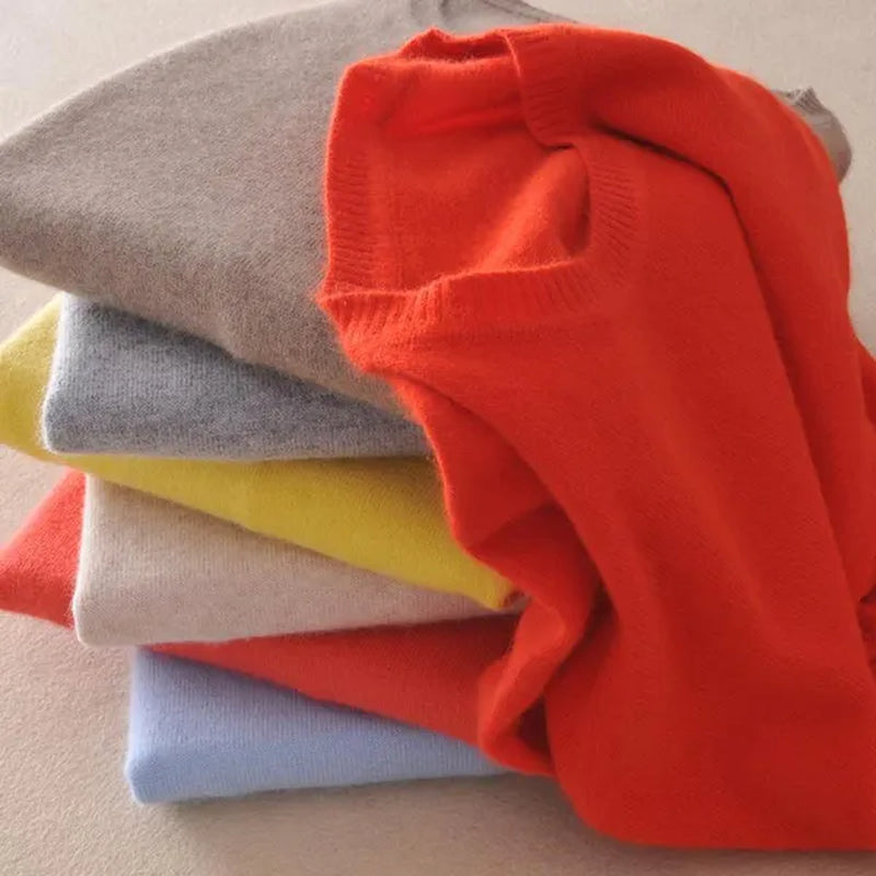 18 Colors Wool Pure Cashmere Sweater Women Soft Pullovers O-Neck Pull Femme Long Sleeve Sweaters Pullovers