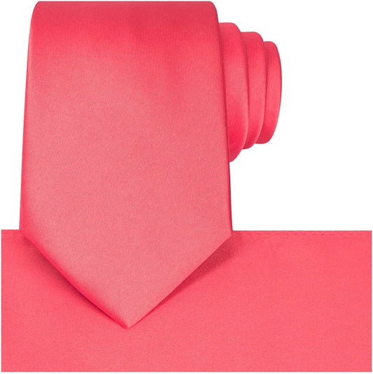 Satin Tie Set Solid Ties Mens Necktie + Pocket Square