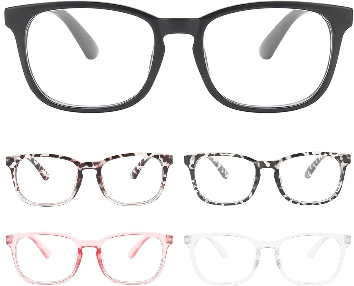 6 Pack Blue Light Blocking Glasses for Computer Gaming, Fashion Fake Anti Eye Strain Eyeglasses for Women Men (6 Pack Mix-01)