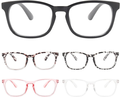 6 Pack Blue Light Blocking Glasses for Computer Gaming, Fashion Fake Anti Eye Strain Eyeglasses for Women Men (6 Pack Mix-01)