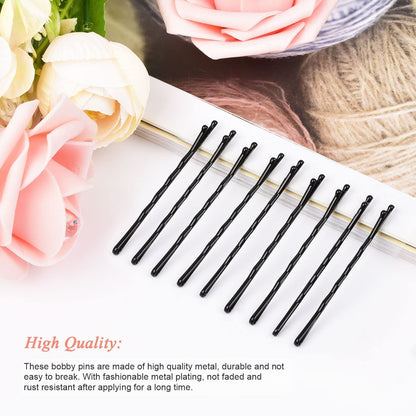 240 Pcs Bobby Pins Black,  2.2 Inches Bobby Hair Pins for All Hair with Box