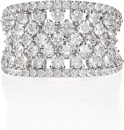 14K White Gold Natural White Diamond Ring for Women | Ethically, Authentically & Organically Sourced (Round-Cut) Shaped Diamond Hand-Crafted Jewelry for Her | Diamond Ring for Women