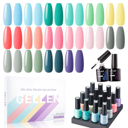 Gel Nail Polish, 16 Colors Gel Nail Polish Set, Need U V Cured Gel Nail Polish Set for Gift, Including  Gel Base and Top Coat for Nails Prep