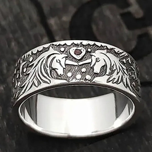 Exquisite fashion women's 925 Sterling Silver Double Unicorn red love Sapphire Diamond Ruby Ring unique Christmas birthday anniversary gift engagement ring