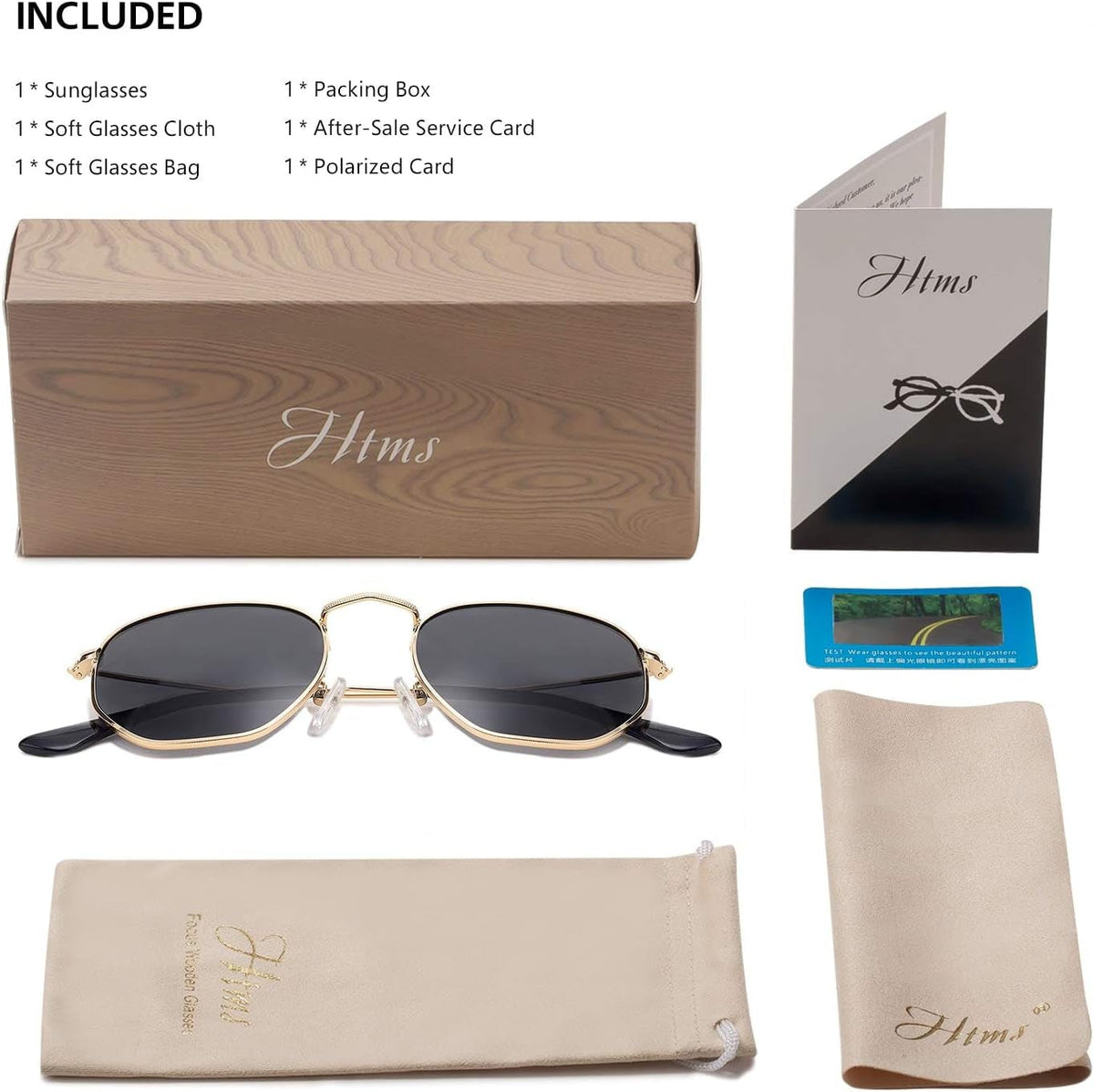 Hipster Hexagonal Polarized Sunglasses Men Women Geometric Square Small Vintage Metal Frame Retro Shade Glasses