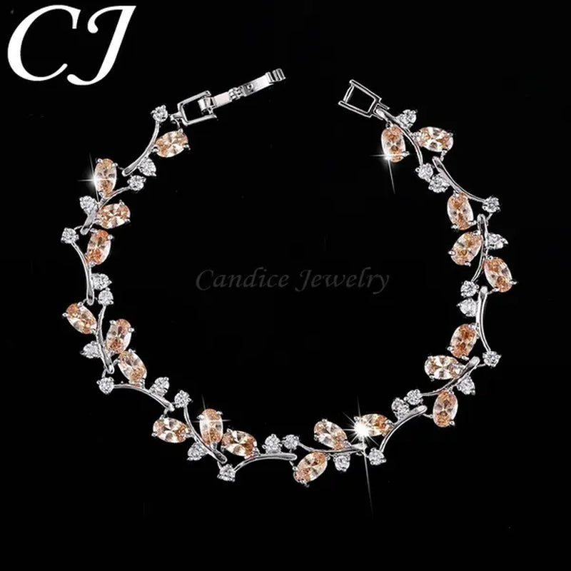 CANDICE Fashion Sterling Silver Bracelet Bangle With Emerald Green Crystal For Women Elegant Jewelry