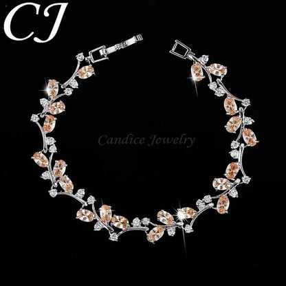 CANDICE Fashion Sterling Silver Bracelet Bangle With Emerald Green Crystal For Women Elegant Jewelry