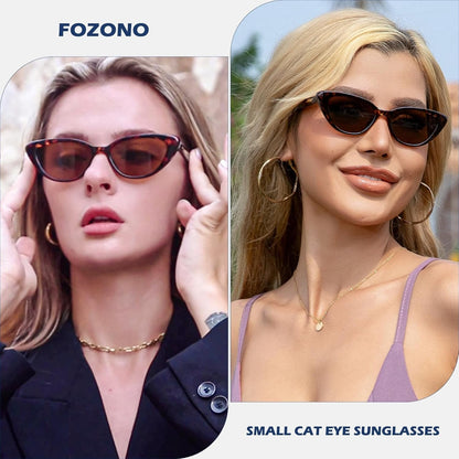 Retro Vintage Narrow Cat Eye Sunglasses for Women 90S Small Chic Style Trendy Sunnies UV400 Protection FZN7514