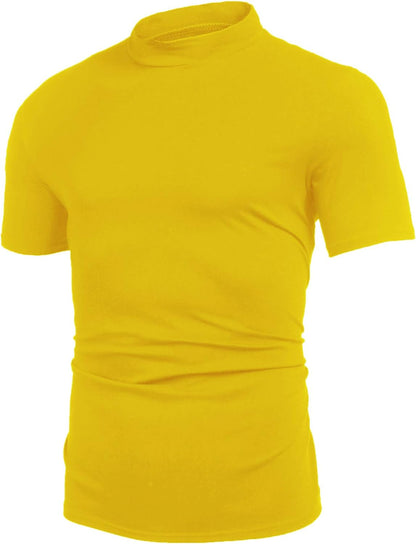 Mens Casual Turtleneck Mock Neck T Shirt Slim Fit Short Sleeve Summer Basic Tops