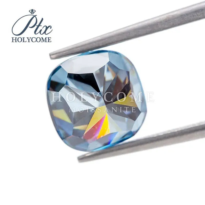 Best Loose Gemstones Moissanite Diamond Excellent Crushed Ice Cushion Cut Dark Vivid Blue Color Stone For Jewelry Diamond Ring