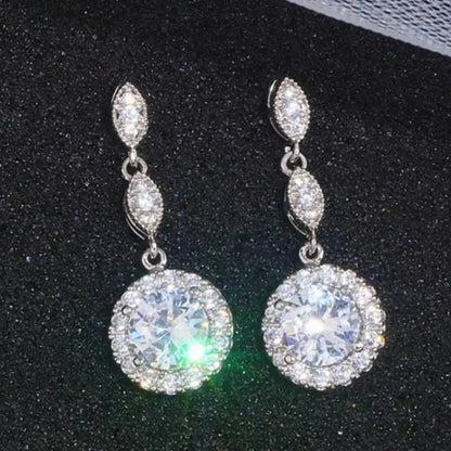 Fashion Women Earrings Cubic Zirconia Drop Earrings for Bridal Engagement Wedding Earrings Jewelry Gift