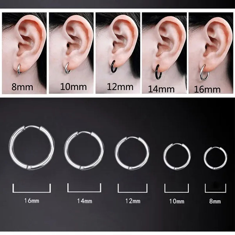 1 Pair Women/Men Stainless Steel Gold Silver Color Small Hoops Earring Piercing Ear Cartilage Tragus Simple Thin Circle Anti-allergic Ear Buckle Earring