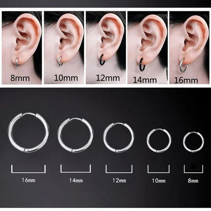 1 Pair Women/Men Stainless Steel Gold Silver Color Small Hoops Earring Piercing Ear Cartilage Tragus Simple Thin Circle Anti-allergic Ear Buckle Earring