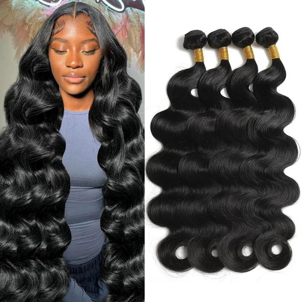 12A Human Hair Bundles 14 16 18 20 Inch 4 Bundles Human Hair 100% Unprocessed Brazilian Virgin Hair Bundles Deals Quick Weaves Hair Extensions