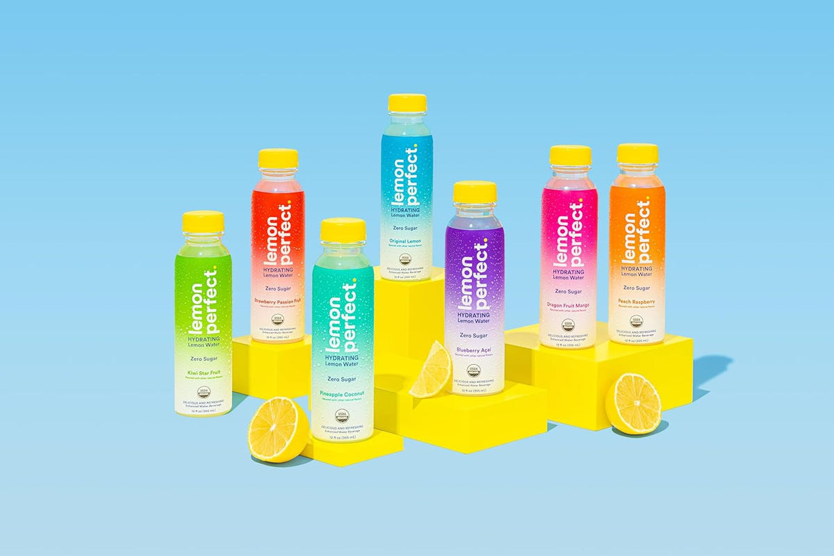 , Hydrating Organic Lemon Water, Zero Sugar, Flavored Water, Squeezed from Real Fruit, Plastic Neutral, No Artificial Ingredients, 6-Flavor Variety Pack (12Oz Bottles) 12Pk