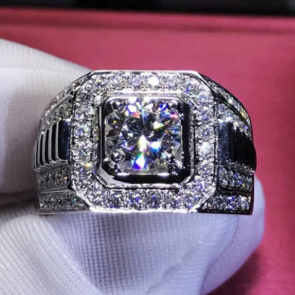 Luxurious Glod Filled 925 Sterling Silver Mens Ring Natural Gemstones Ring for Men Wedding Band Engagement Diamond Ring Fine Jewelry Christmas Gift