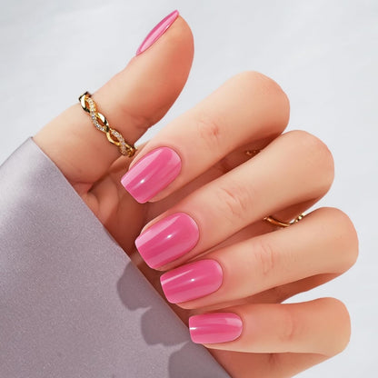 White Press on Nails Short,  Square Solid Color Fake Nails with Glue, Reusable & Natural Acrylic False Nails Stick on Nails for Women Girls Gift, Gel Nail Kit, 24pcs