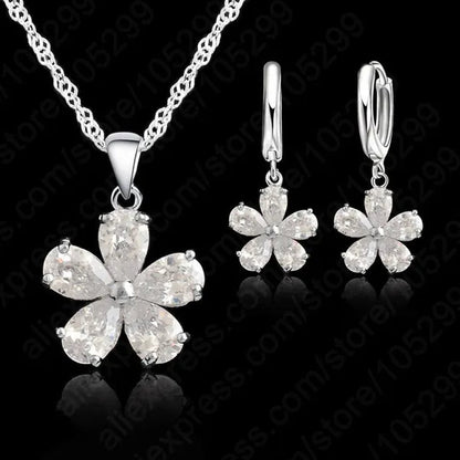 Newest  Wedding Jewelry Sets Necklace Earring Jewelry Sets Cubic Zirconia CZ Jewelry Set 925 Sterling Silver Woman Jewelry Set