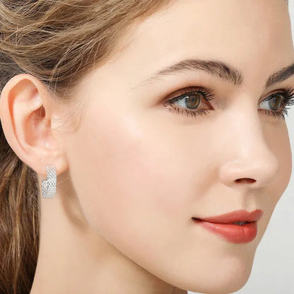 Fashion 925 Sterling Silver Earring for Women Round Stud Earring Christmas Gift Party Wedding Jewelry Gifts