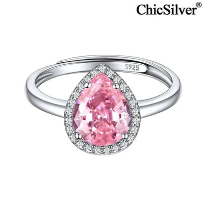 ChicSilver Pear Cut Teardrop Birthstone Promise Wedding Band Ring for Her 925 Sterling Silver Gemstone Jewelry for Women